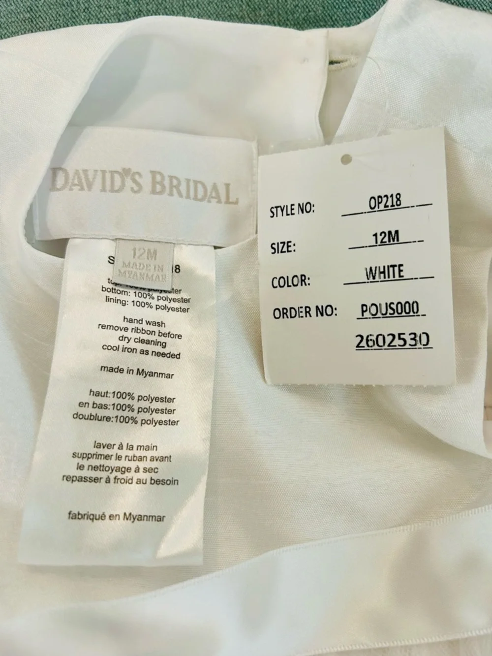 David's Bridal White Infant Dress - 12M - Picture 3 of 3